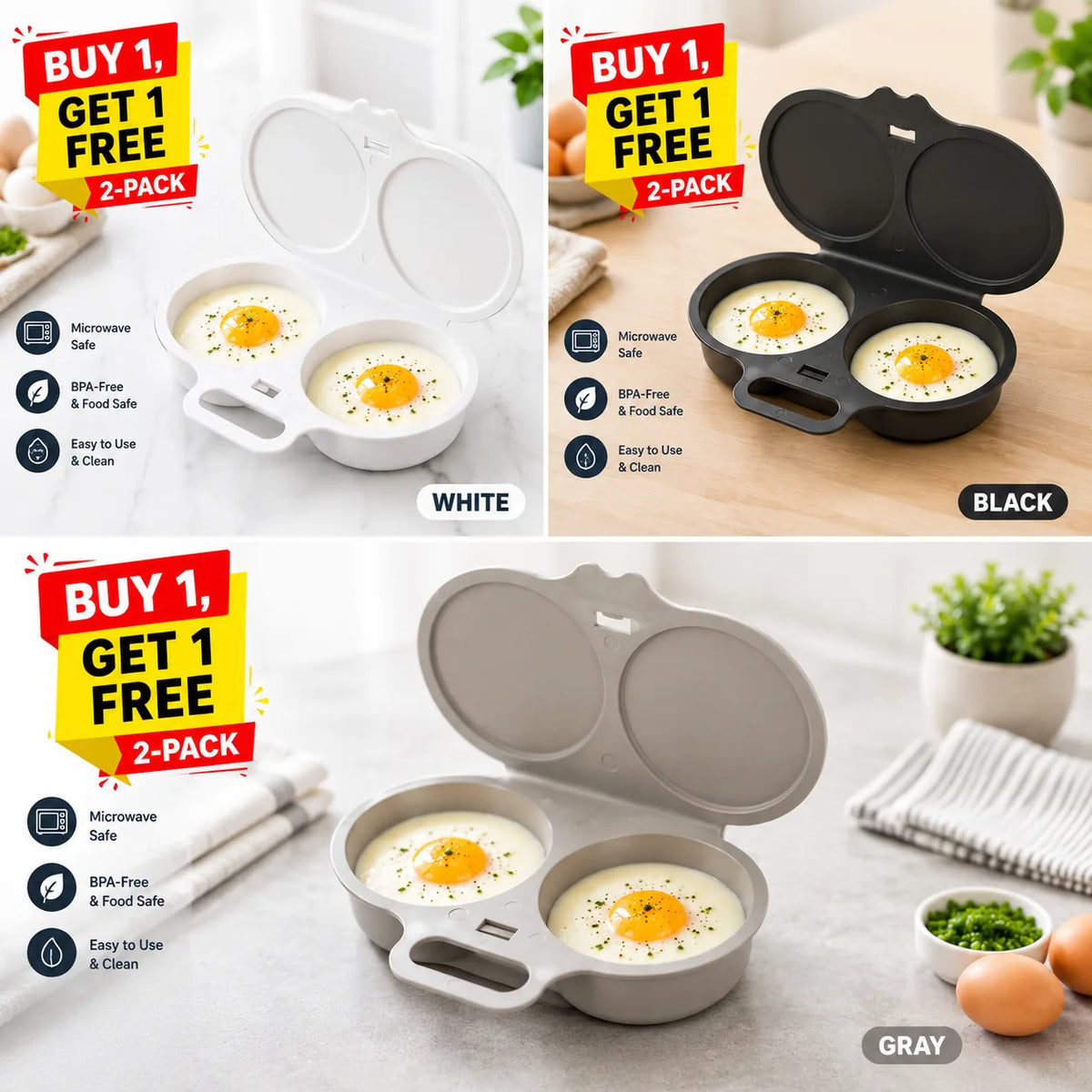 🍳 Frühstück leichter machen – Mikrowellen-Eierkocher für 2 Eier in 1 Minute