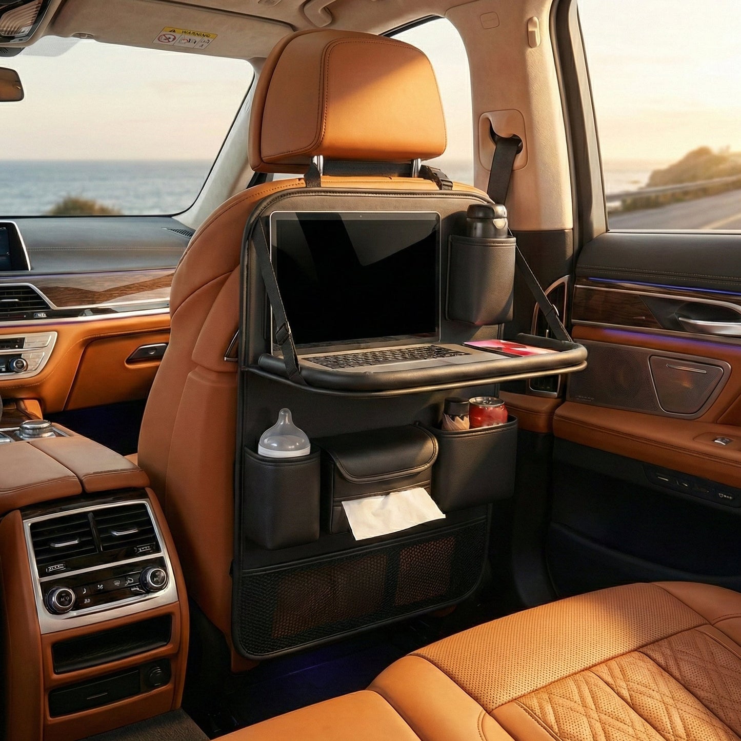 Foldable Car Backseat Organizer with Tray Table