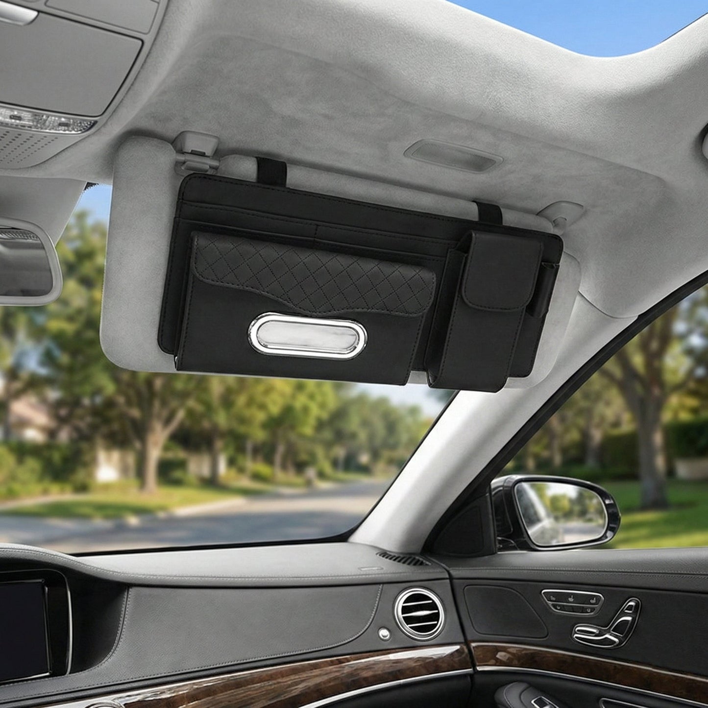 Car Visor Tissue Box with Glasses Clip