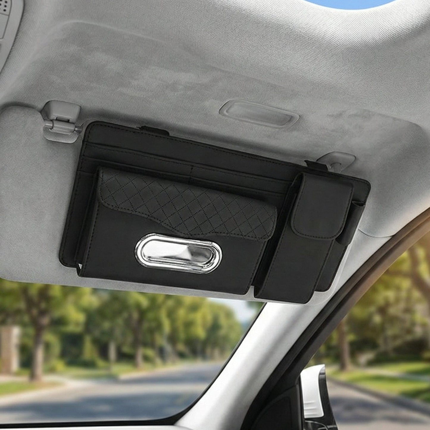 Car Visor Tissue Box with Glasses Clip