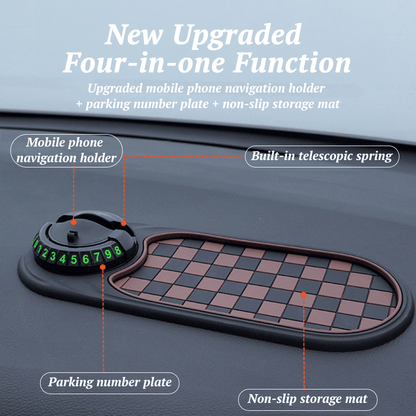 Multifunction Car Mat with Phone Holder Hidden Number Plate